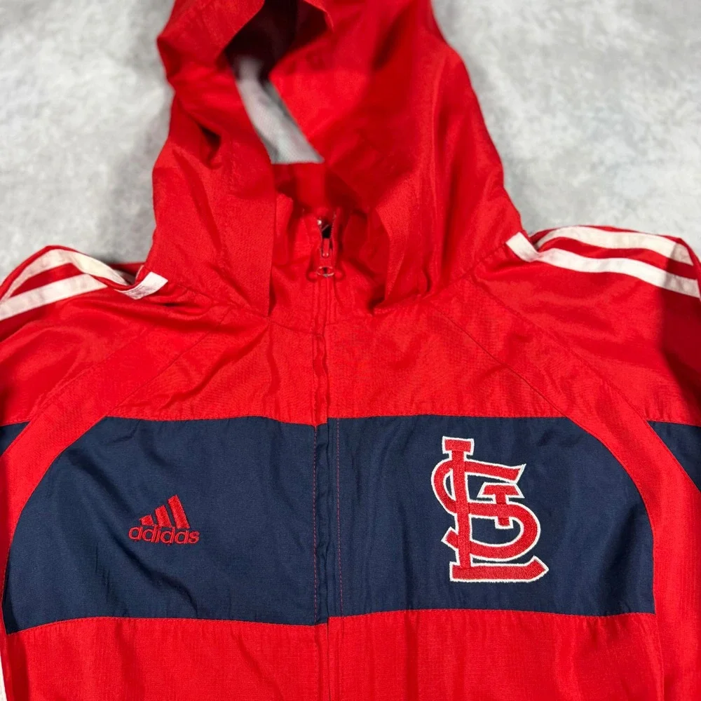 Adidas St. Louis Cardinals Kids L 14/16 Red Full Zip Hooded Windbreaker Jacket